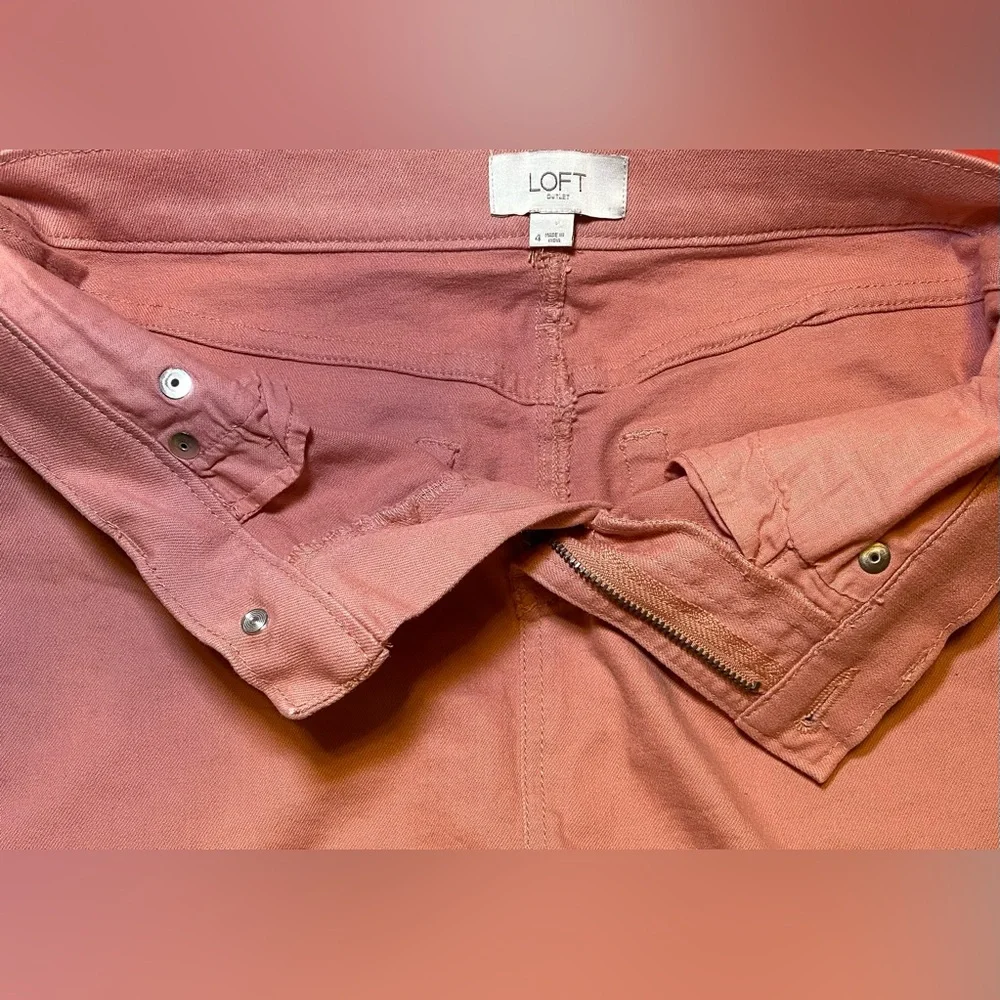 Loft Peach Denim‎ Skirt with Fringe, 4